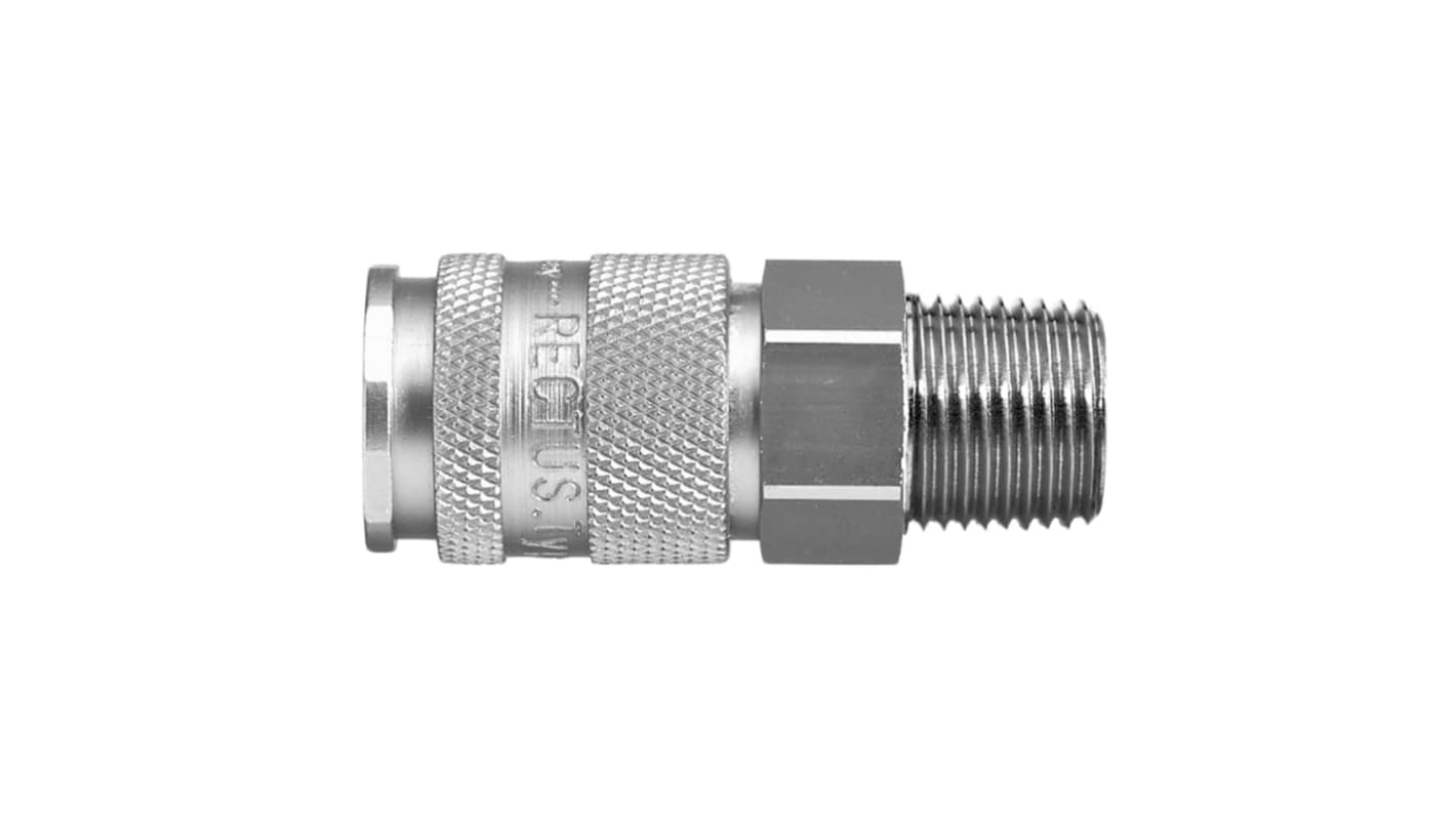 Legris Nickel Plated Brass Male Pneumatic Quick Connect Coupling, BSPT 1/2 in Male 27mm Male Thread