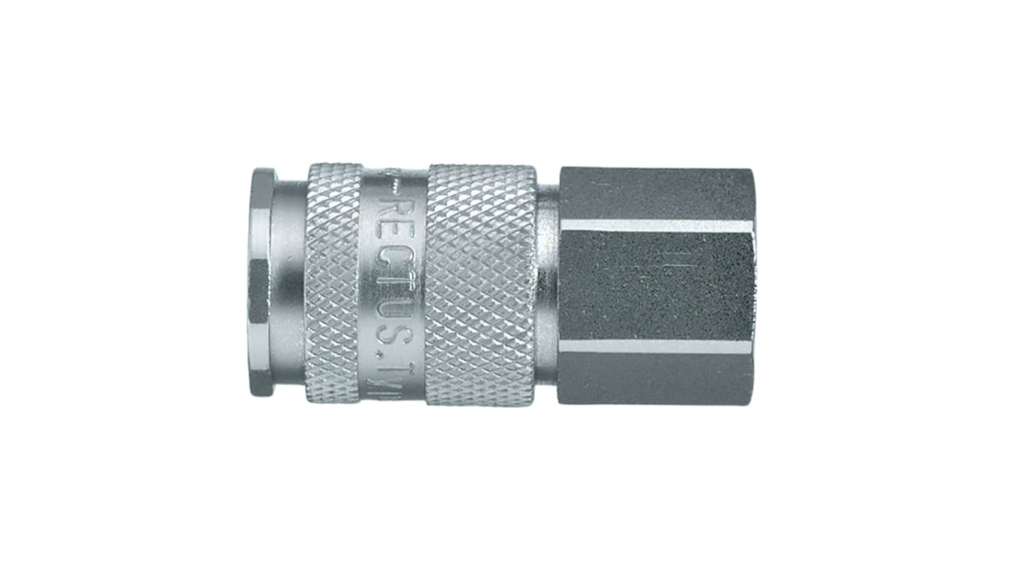 Legris Nickel Plated Brass Female Pneumatic Quick Connect Coupling, 3/8 in Female 27mm Female Thread