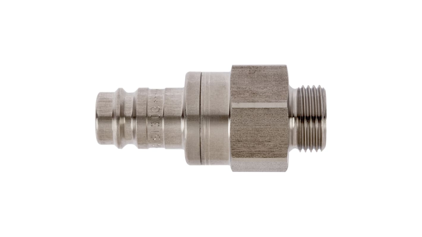 Legris Nickel Plated Brass Male Pneumatic Quick Connect Coupling, BSPP 3/8 in Male Male Thread