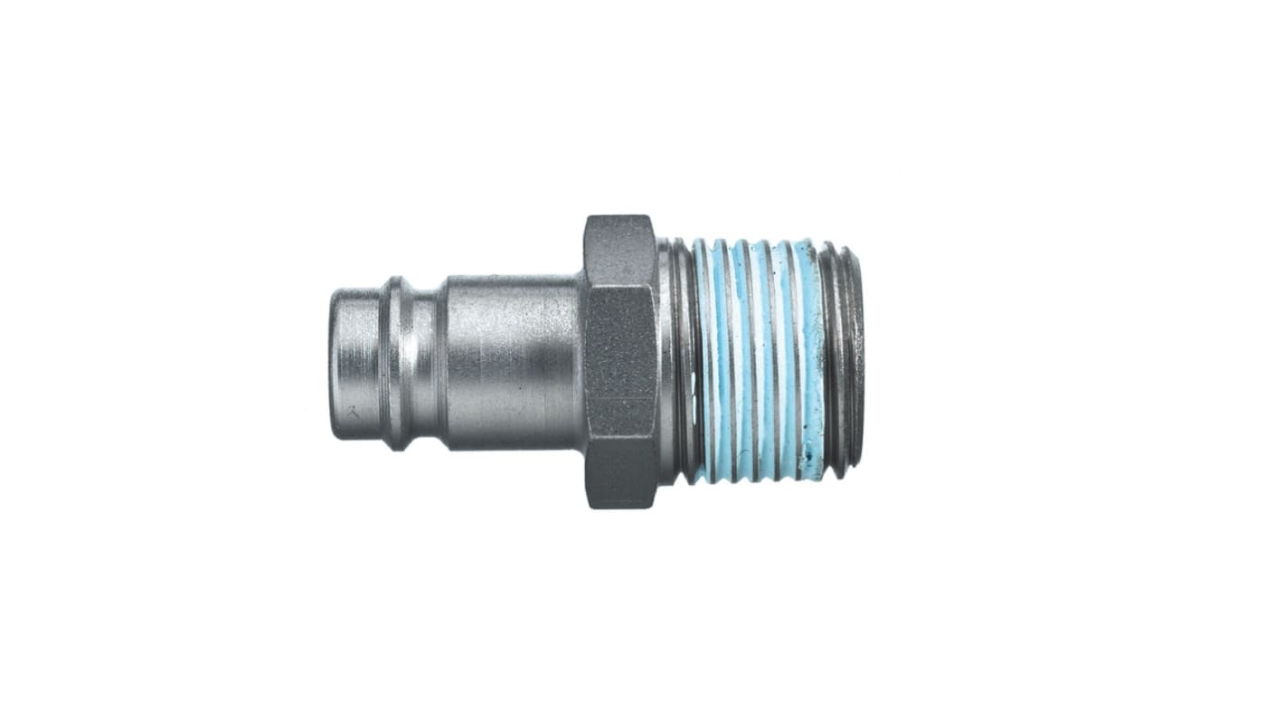 Legris Nickel Plated Steel Male Pneumatic Quick Connect Coupling, BSPT 1/2 in Male Male Thread