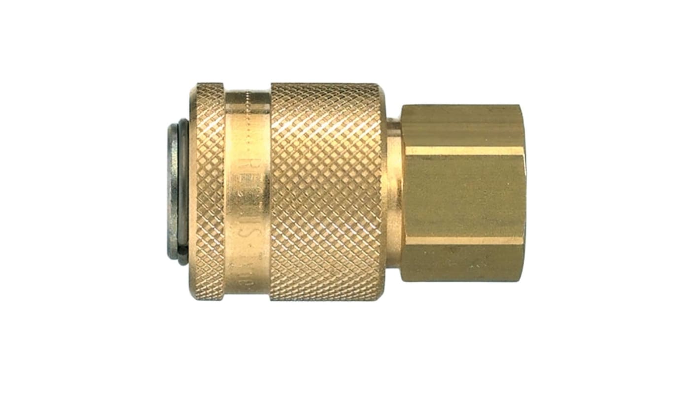 Legris Nickel Plated Brass Female Pneumatic Quick Connect Coupling, 1/2 in Female 30mm Female Thread