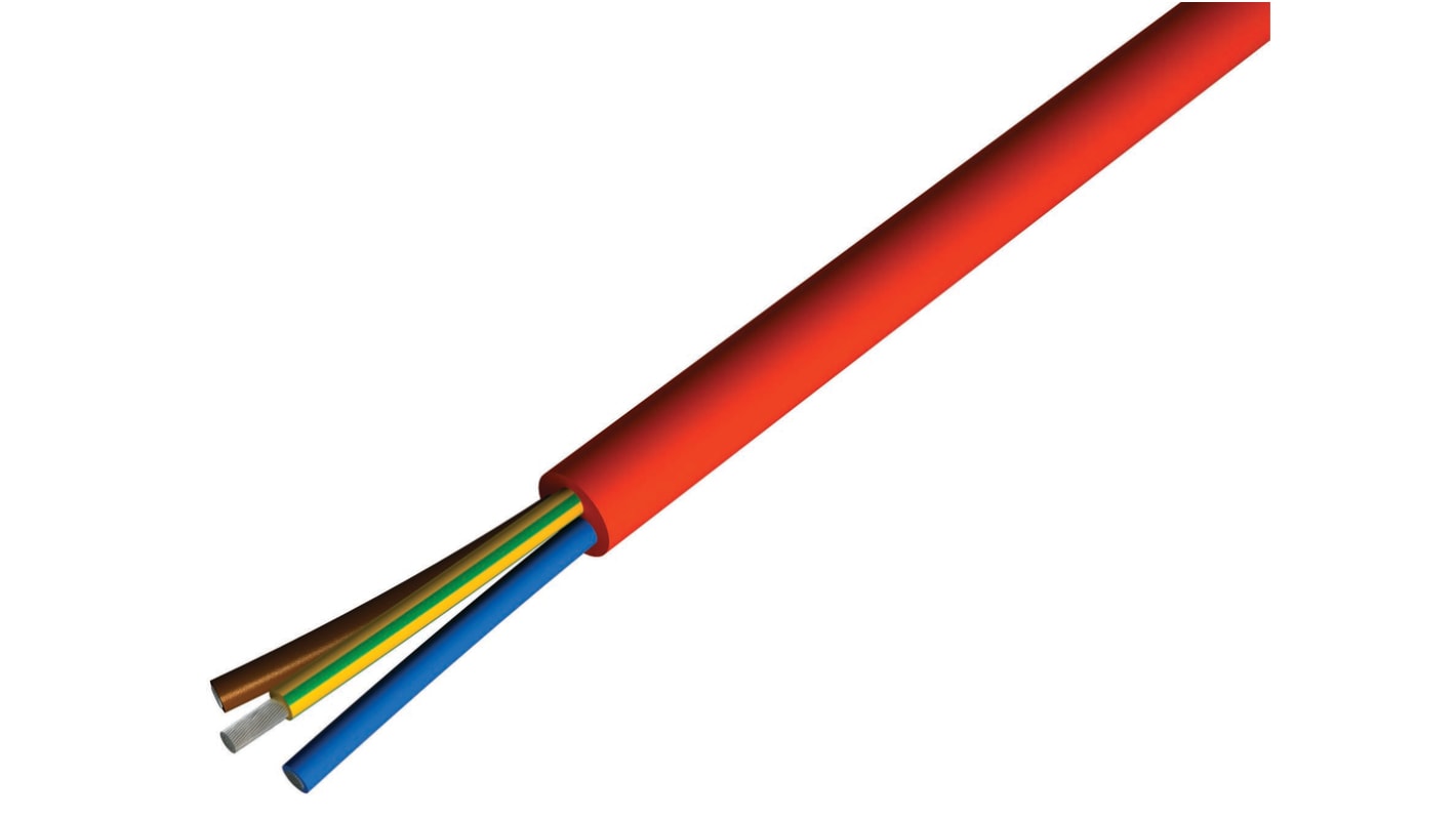 RS PRO 4 Core Power Cable, 2.5 mm2, 50m, Redbrown Silicon Elastomer Sheath, Multi Conductor, 300/500 V