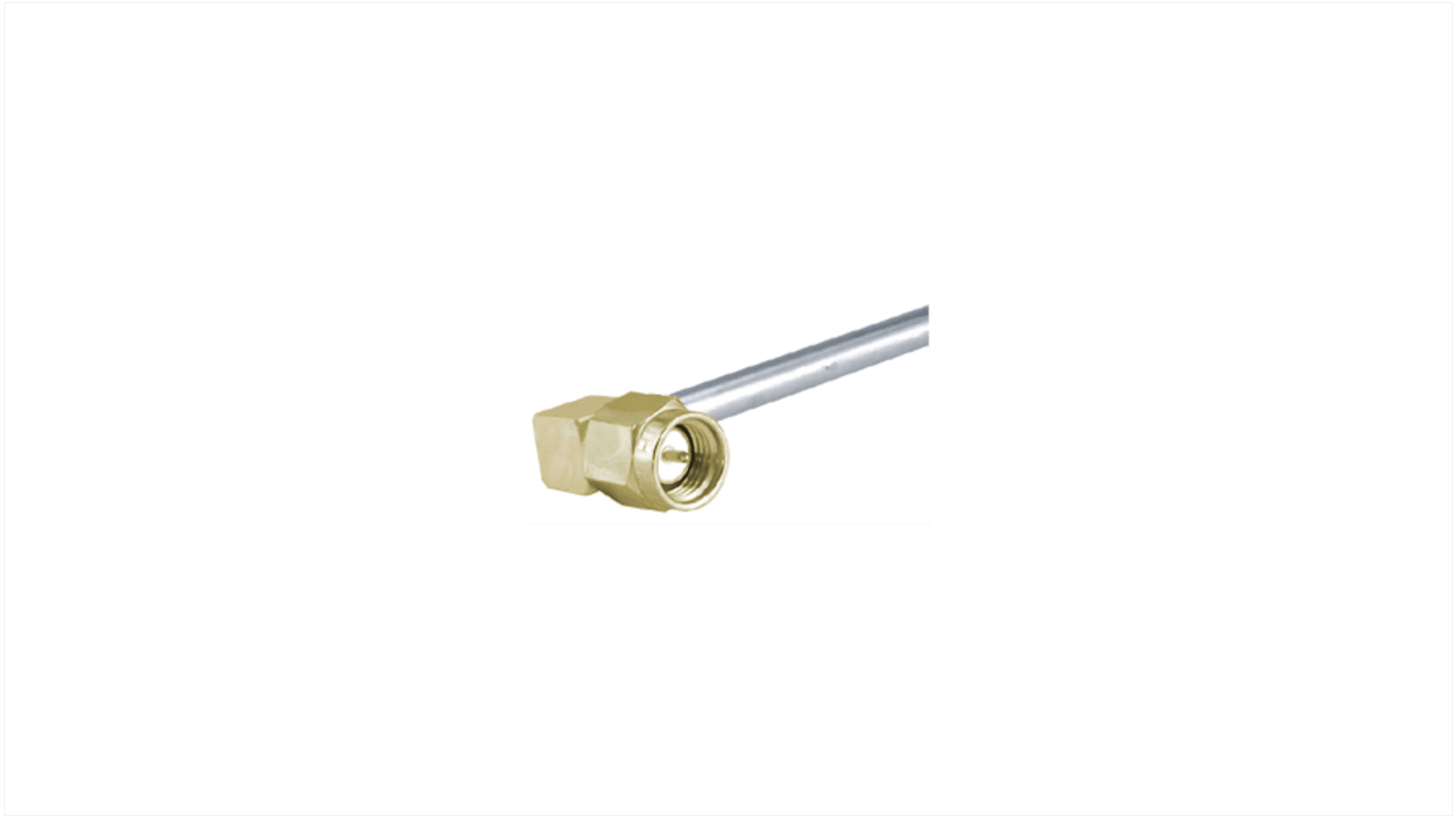 Conector coaxial Huber+Suhner 16_SMA-50-3-3/111_NE, Macho, Ángulo de 90° , Impedancia 50Ω, Montaje de Cable,