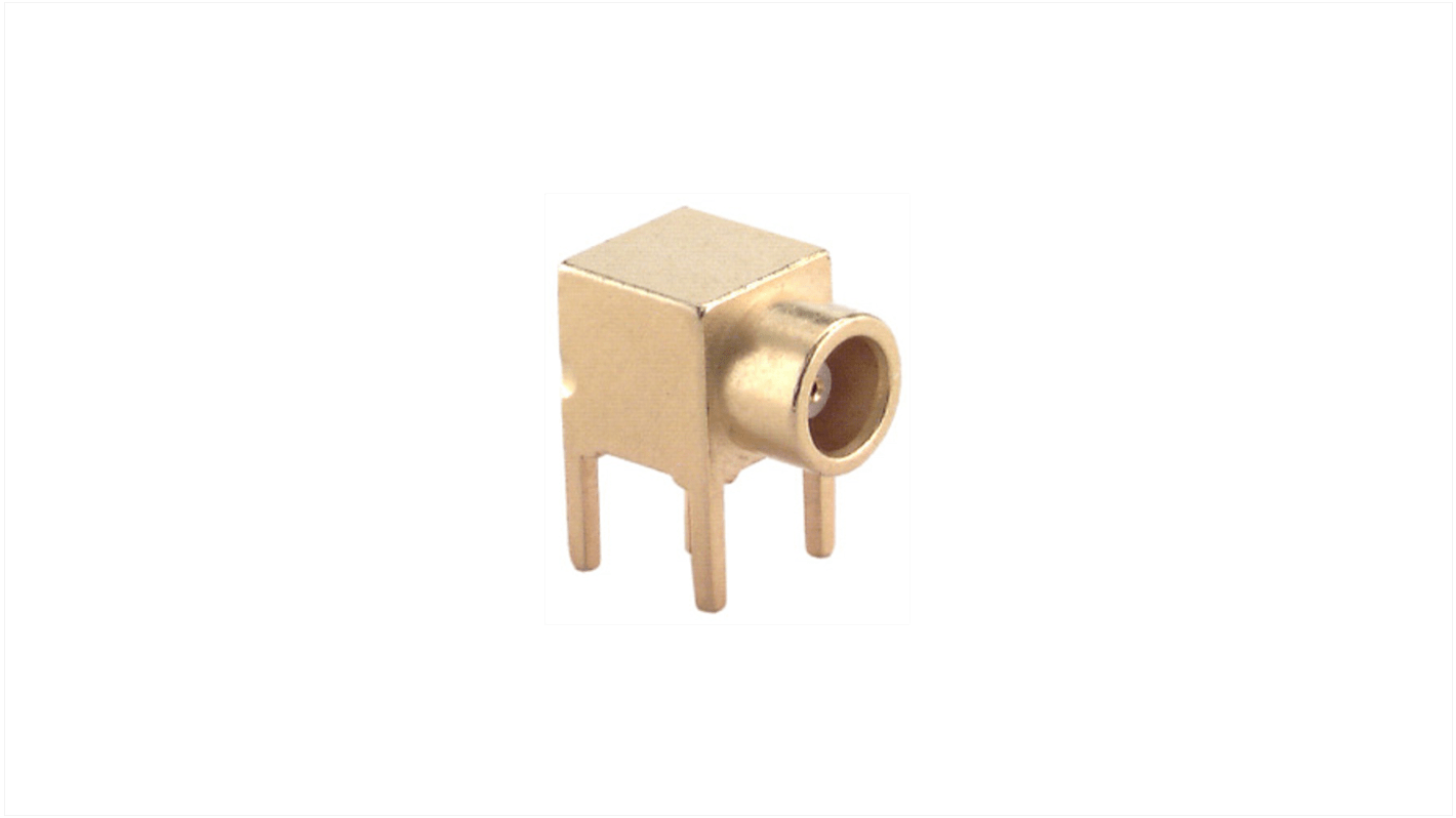 Huber+Suhner 85_MCX Series Socket Through Hole Coaxial PCB Connector, 50Ω, PCB Termination, Right Angle Body