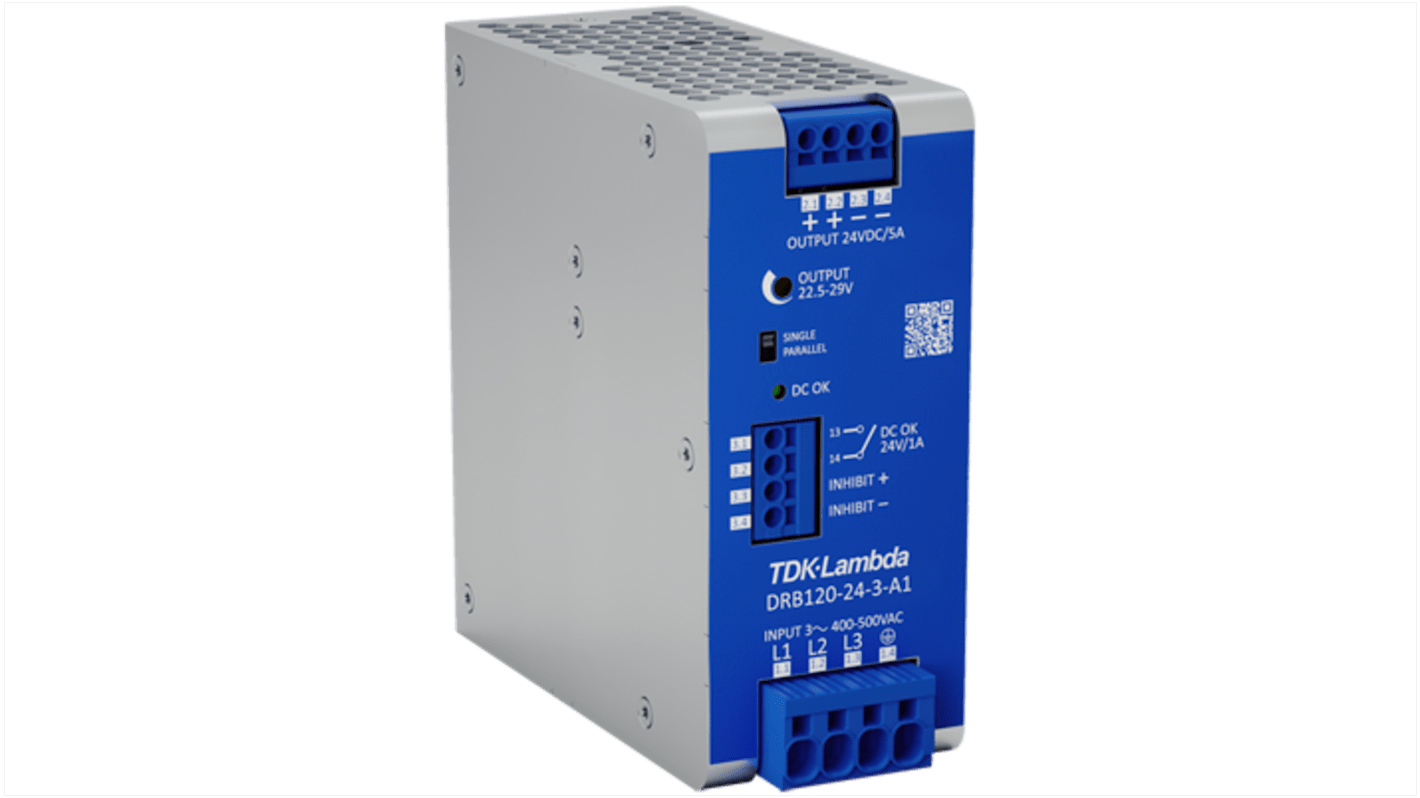 Zasilacz szyny DIN U wy 24V dc I wy 5A U we 350 → 575V ac TDK-Lambda 120W