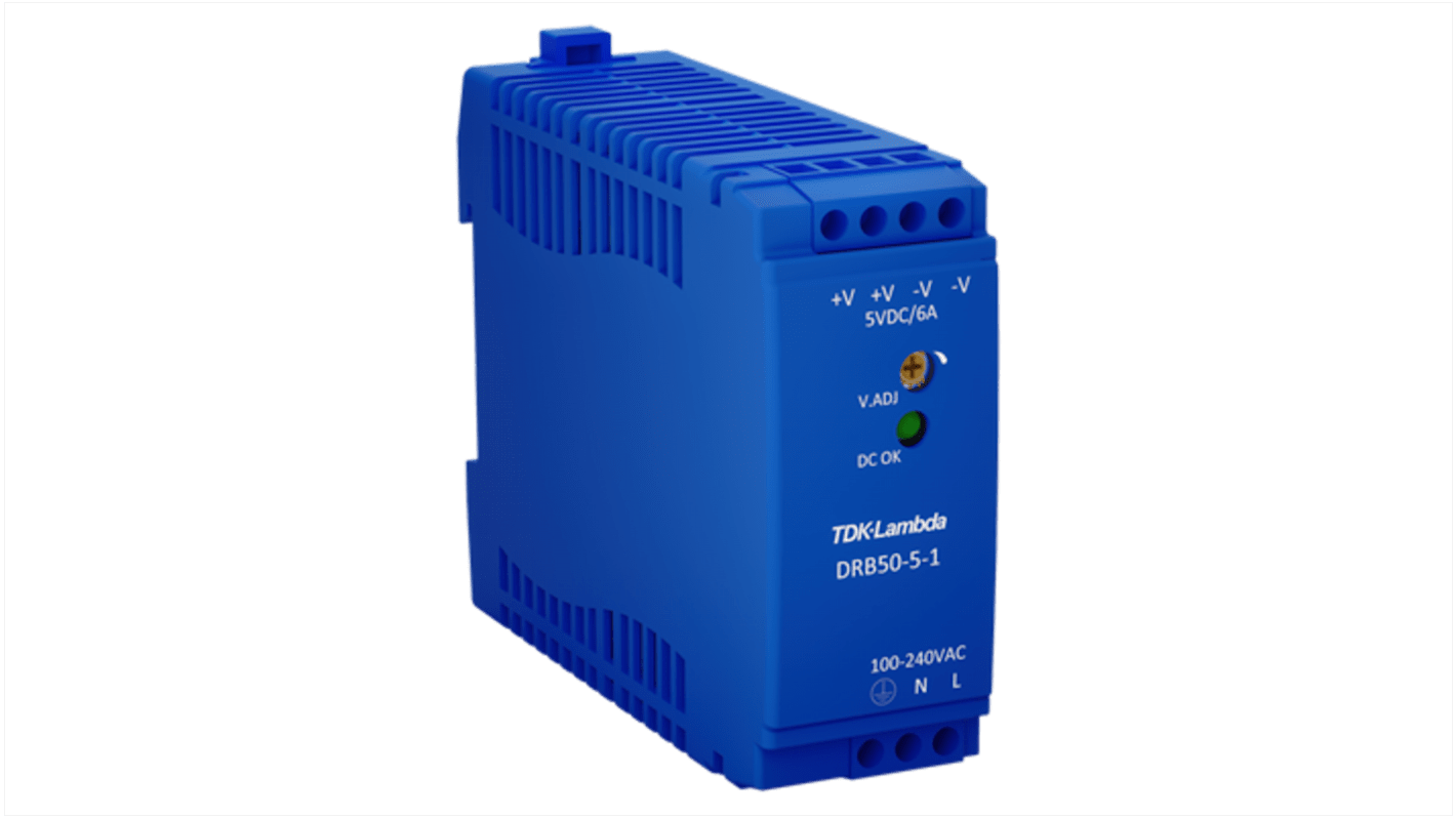 TDK-Lambda DRB15-100 DIN Rail Power Supply, 85 → 265V ac ac Input, 15V dc dc Output, 3.4A Output, 51W