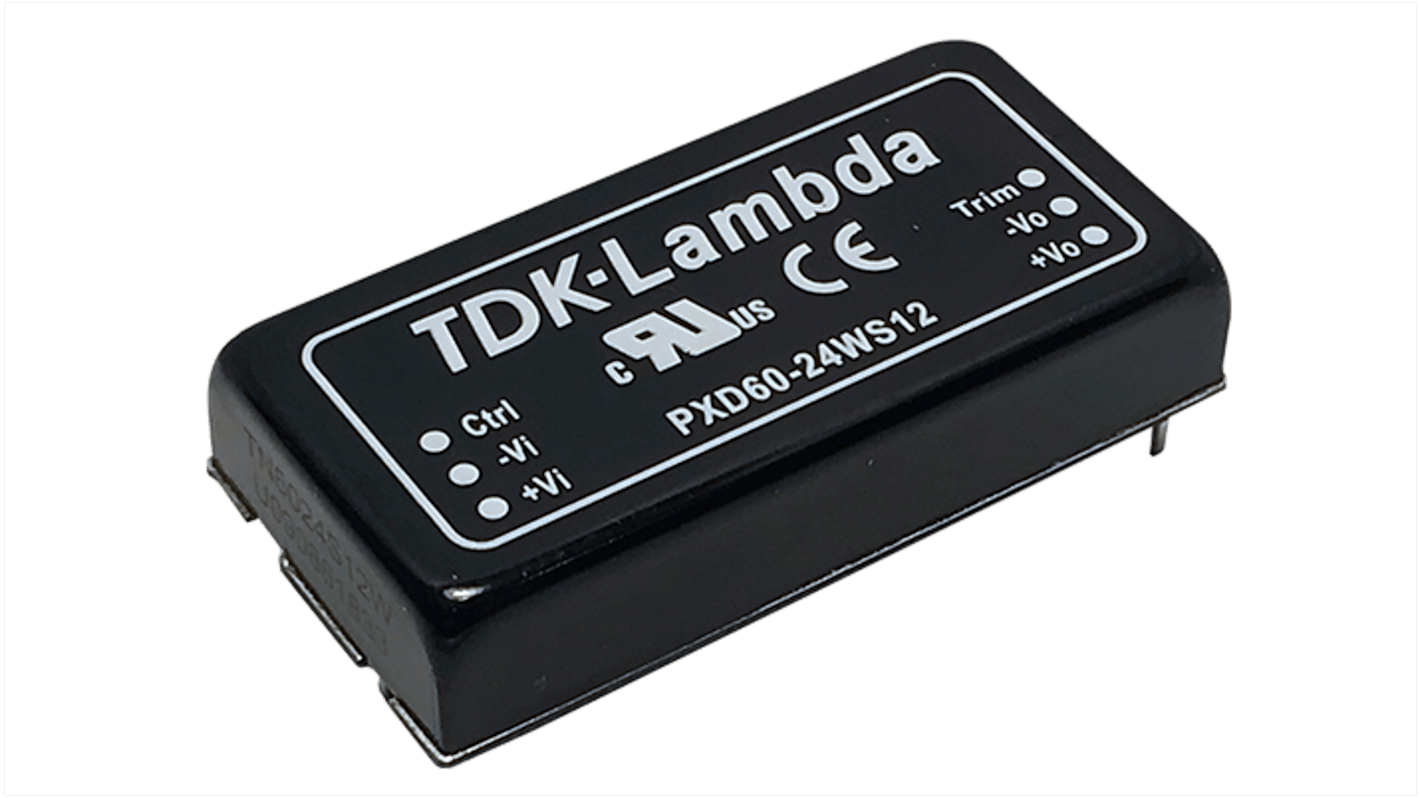 TDK-Lambda PXD60 DC-DC Converter, 24V dc/ 2.5A Output, 9 → 36 V dc Input, 60W, PCB Mount, +105°C Max Temp -40°C