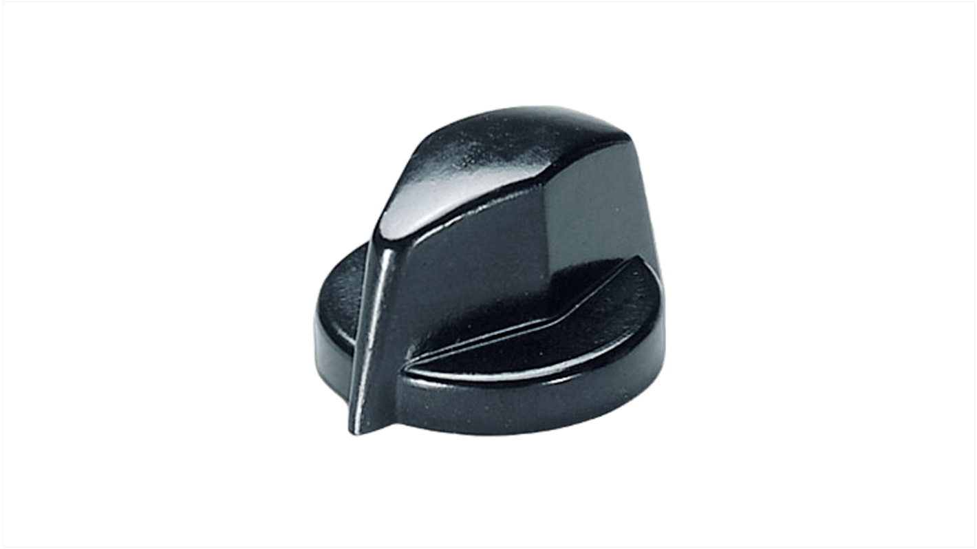 OKW 18.8mm Black Potentiometer Knob for 6mm Shaft Round Shaft, A1311860