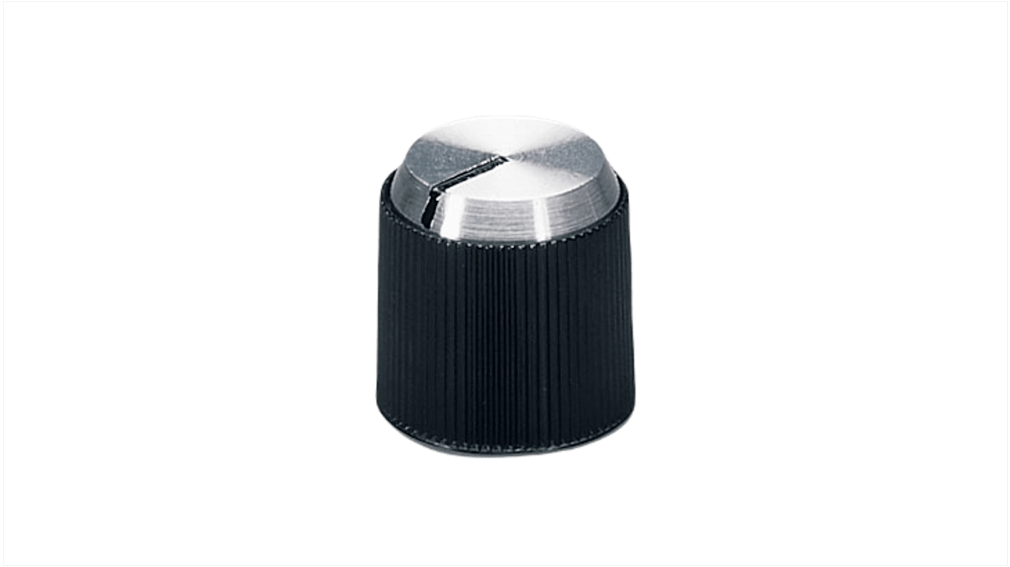 OKW 14.1mm Black Potentiometer Knob for 6mm Shaft Round Shaft, A1314240
