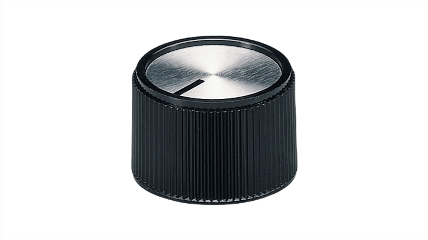 OKW 20mm Black Potentiometer Knob for 6mm Shaft Round Shaft, A1320260