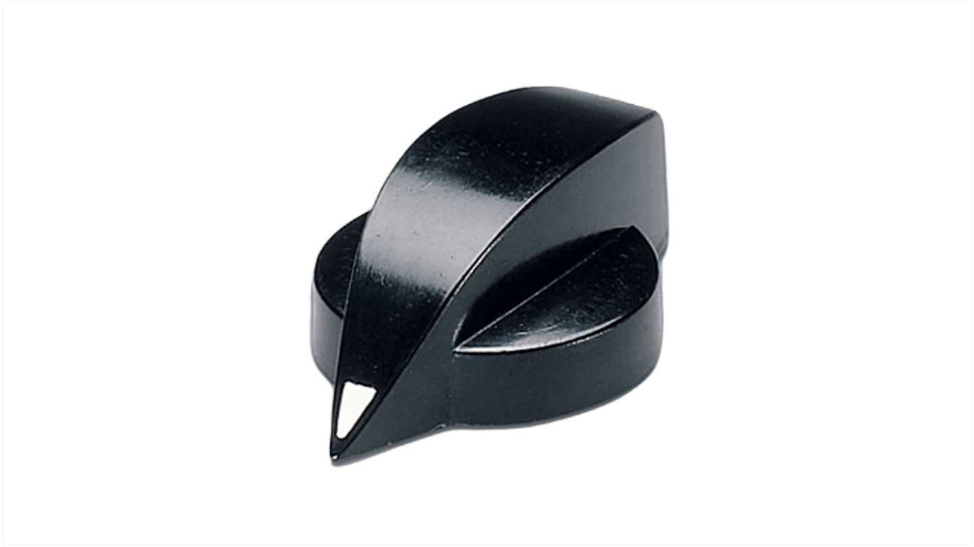 OKW 23mm Black Potentiometer Knob for 6mm Shaft Round Shaft, A1321860