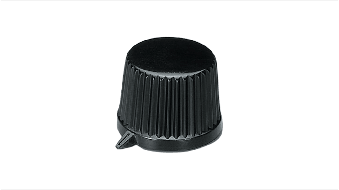 OKW 19.9mm Black Potentiometer Knob for 6mm Shaft Round Shaft, A1613560