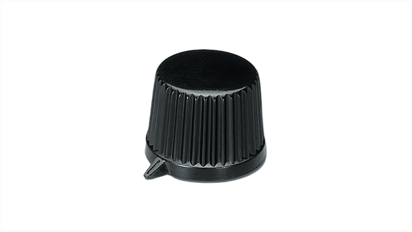 OKW 11.4mm Black Potentiometer Knob for 4mm Shaft Round Shaft, A1685540