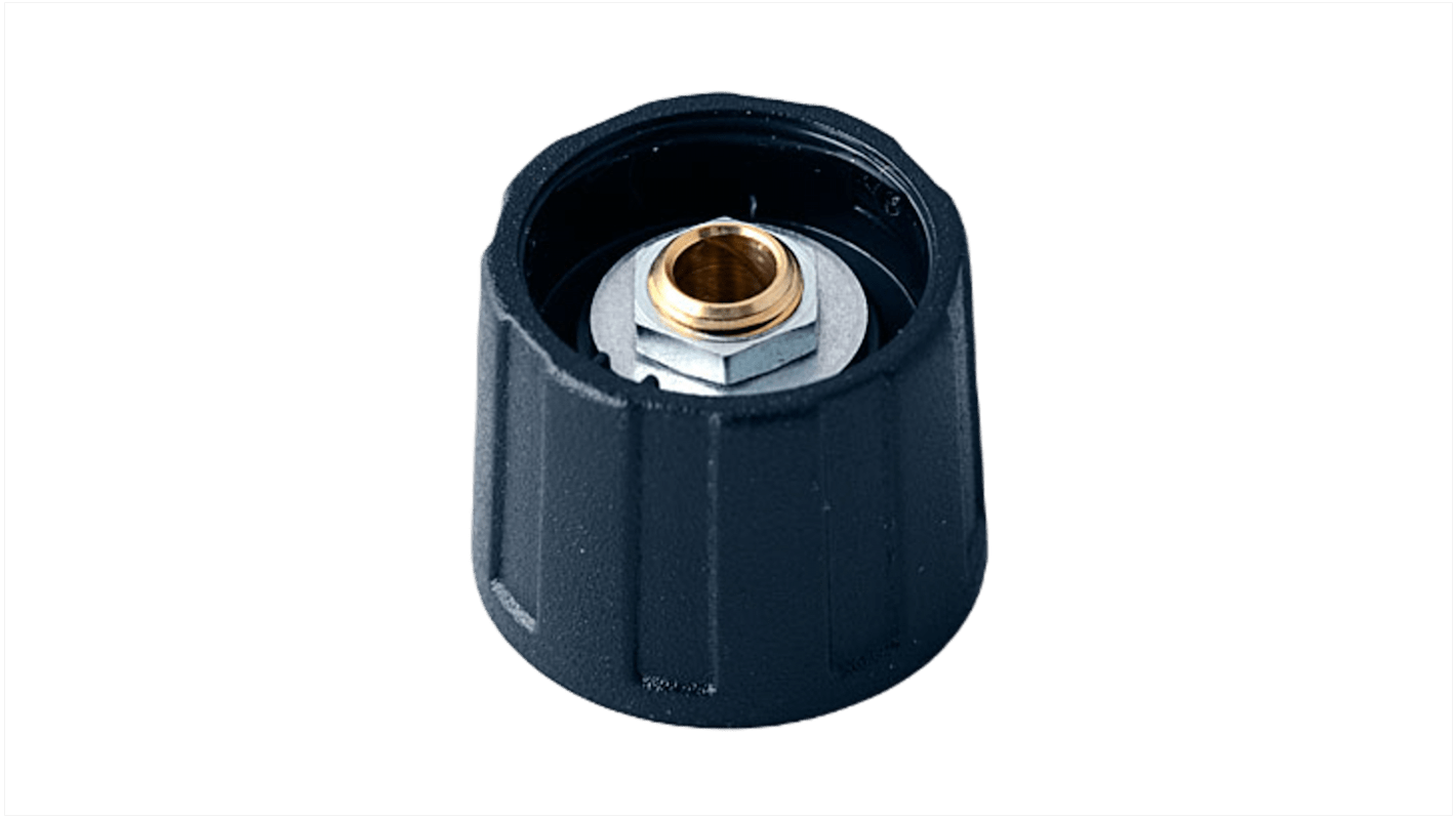 OKW 20mm Black Potentiometer Knob for 4mm Shaft Round Shaft, A2520040