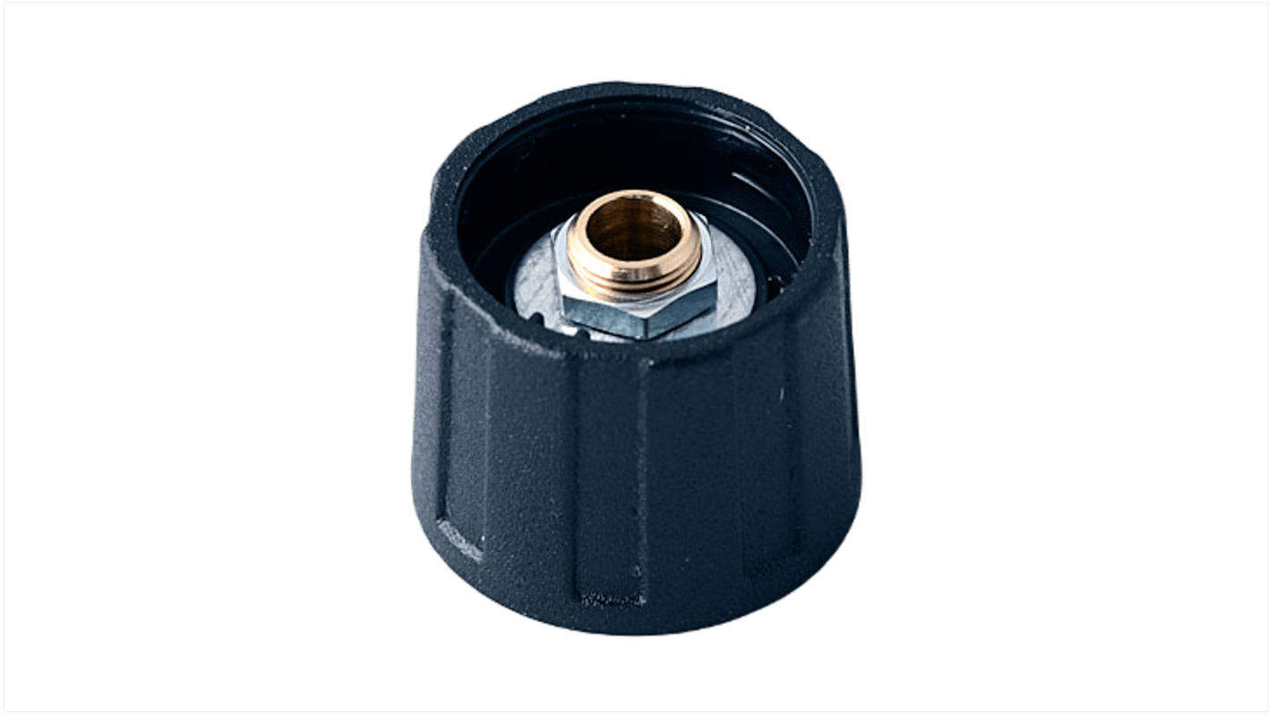 OKW 20mm Black Potentiometer Knob for 6.35mm Shaft Round Shaft, A2520630
