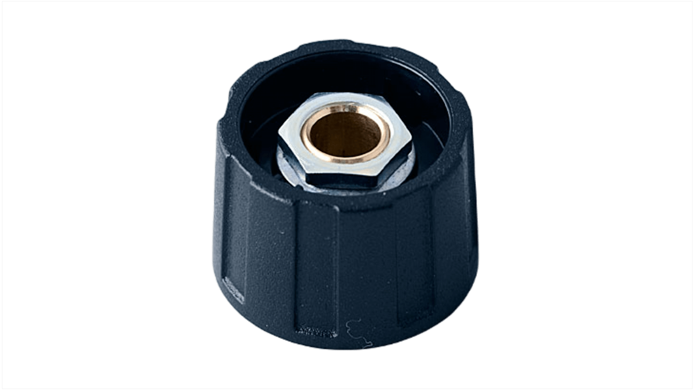 OKW 23mm Black Potentiometer Knob for 45295in Shaft Round Shaft, A2523060