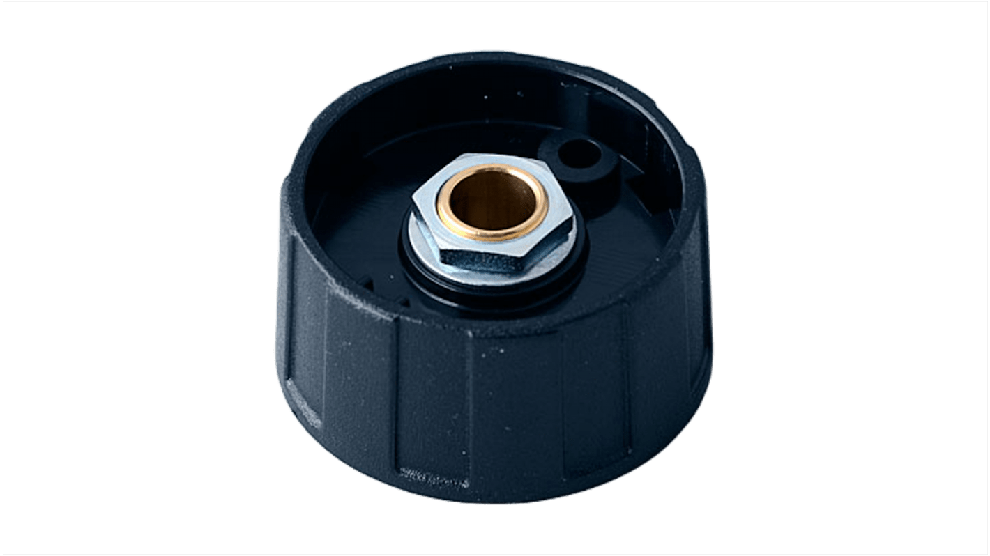 OKW 31mm Black Potentiometer Knob for 6mm Shaft Round Shaft, A2531060