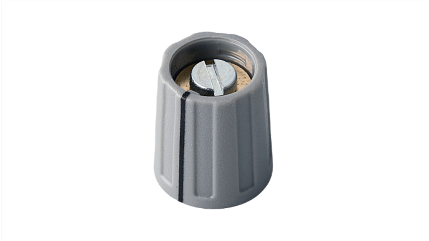 OKW 13mm Grey Potentiometer Knob for 6mm Shaft Round Shaft, A2613068