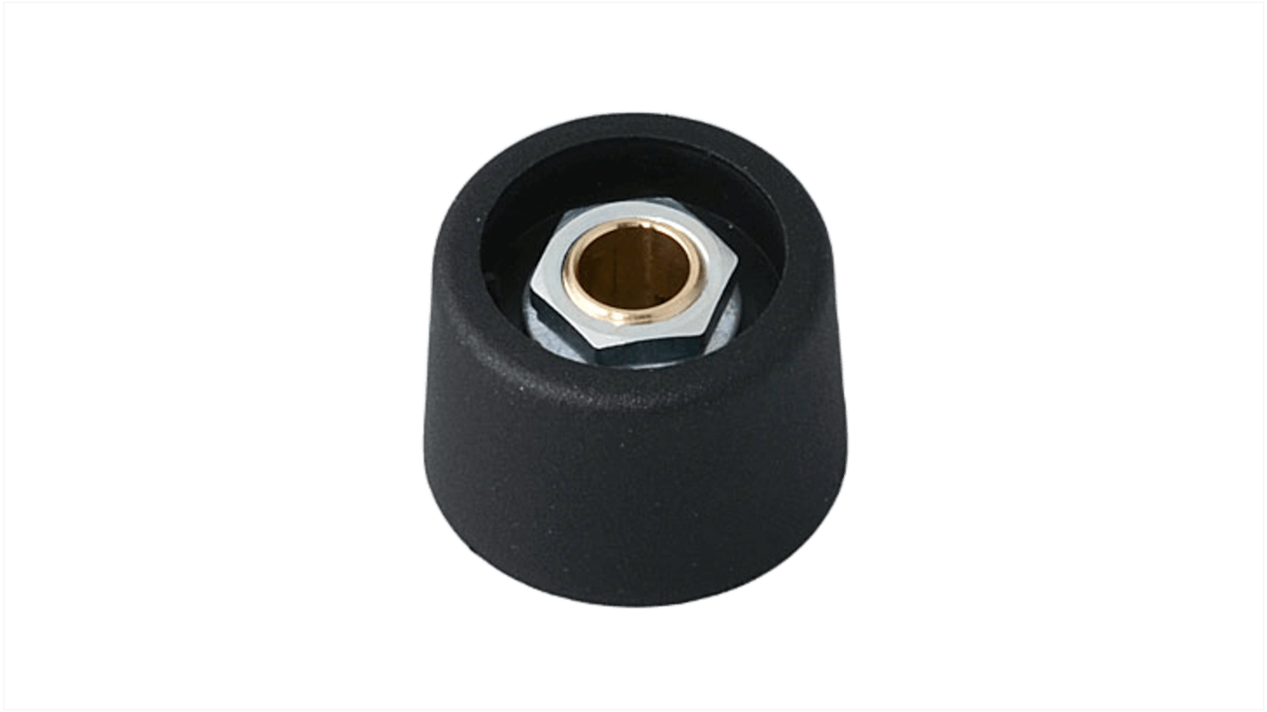 OKW 23mm Black Potentiometer Knob for 6mm Shaft Round Shaft, A3123069