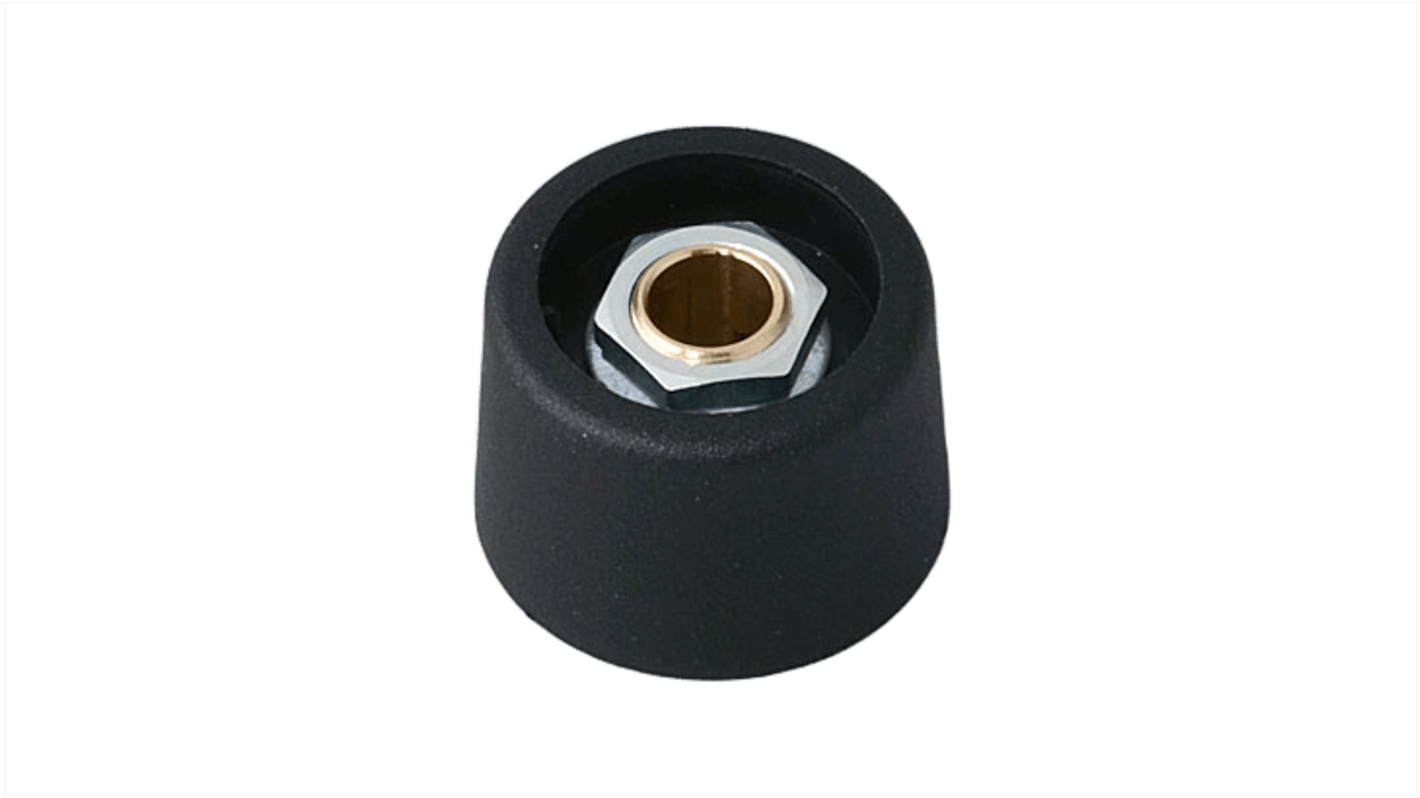 Mando de potenciómetro OKW, eje 6.35mm, diámetro 23mm, Color Negro Eje redondo