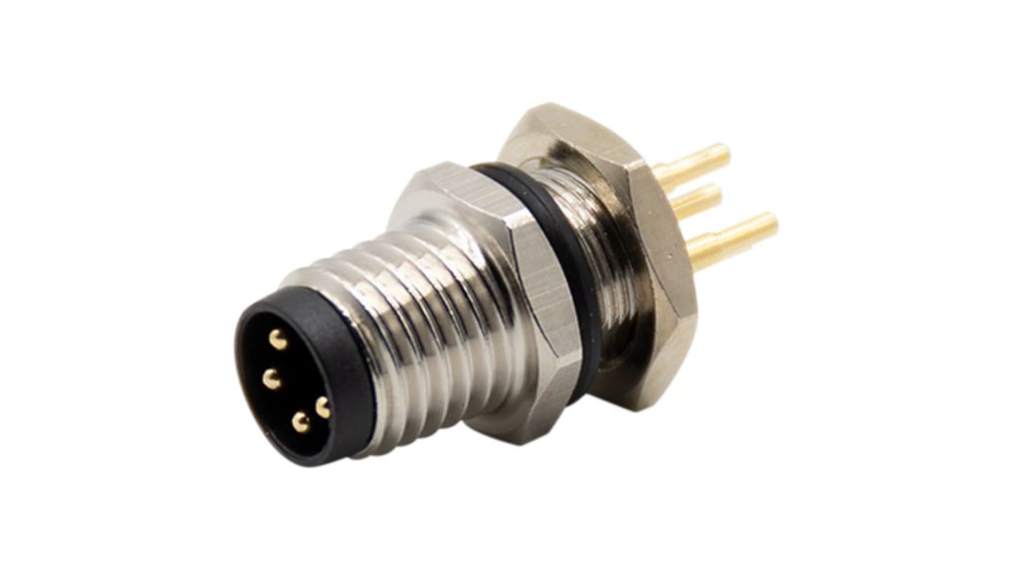 RND Connector, 4 Contacts, Panel Mount, M8 Connector, Plug, Male, IP67, RND 205 Series