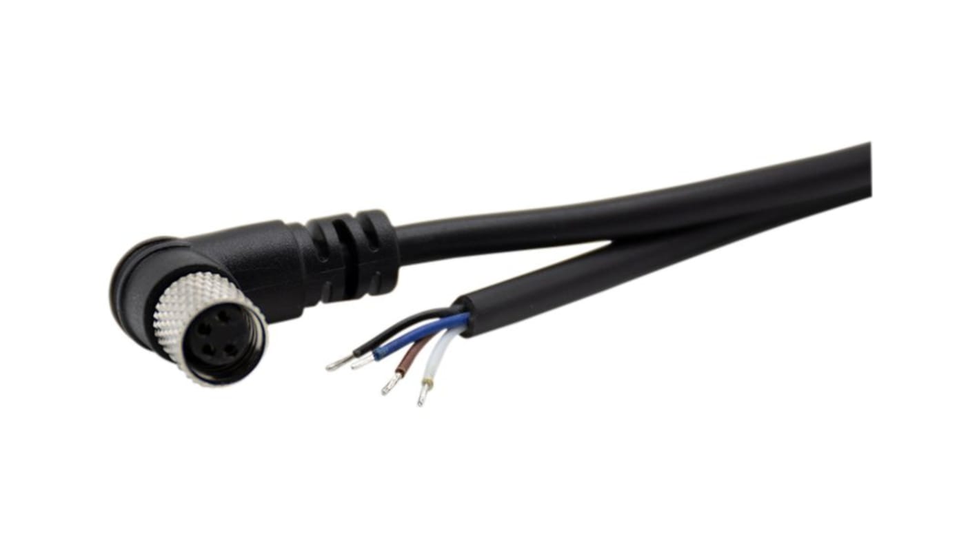 Female cable connector, angled, M8, 4pin