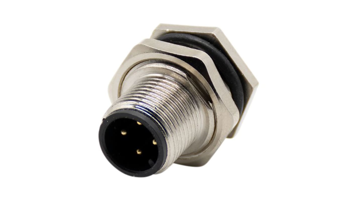 RND Connector, 4 Contacts, Panel Mount, M12 Connector, Plug, Male, IP67, RND 205 Series