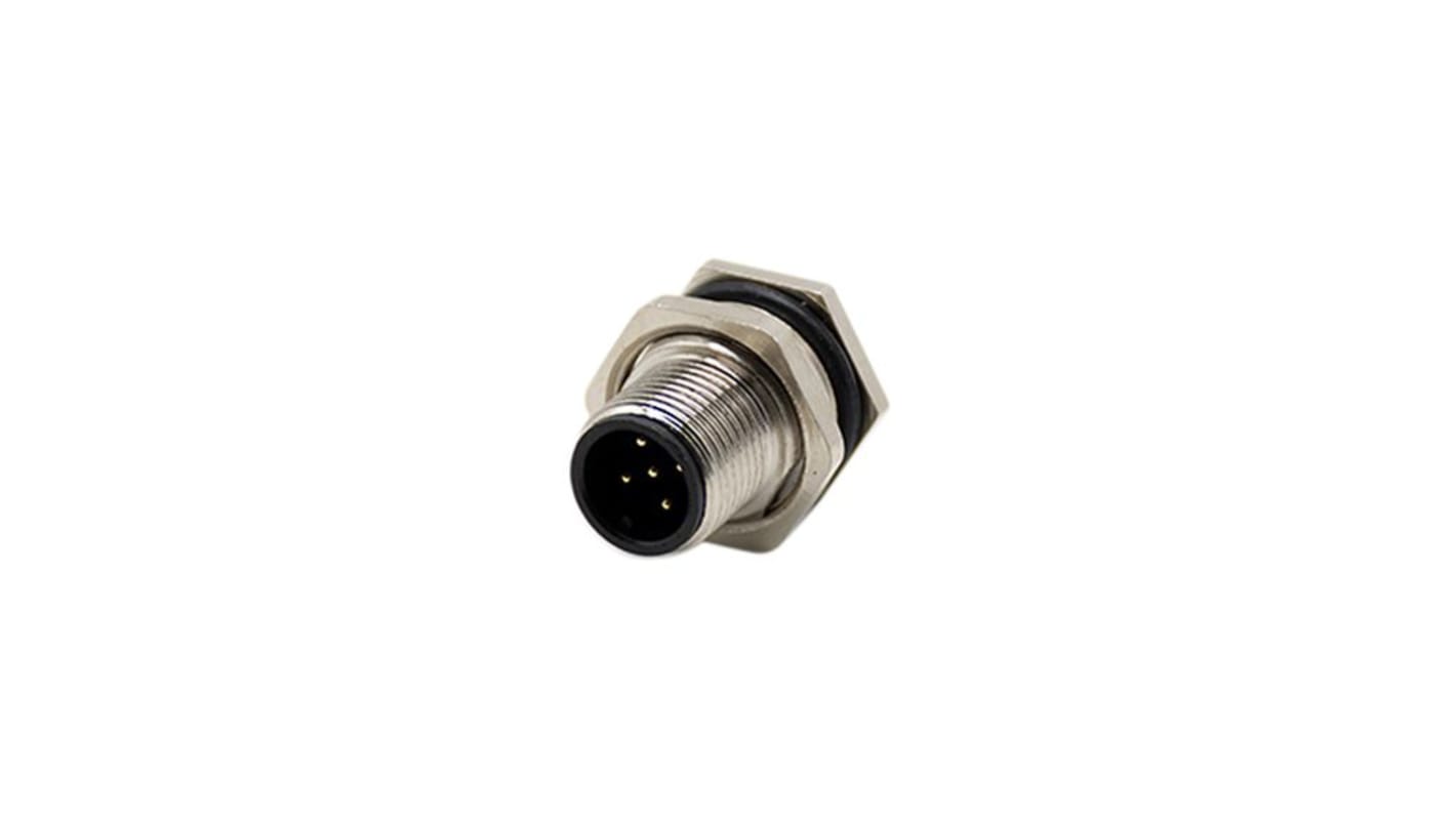 RND Connector, 5 Contacts, Panel Mount, M12 Connector, Plug, Male, IP67, RND 205 Series