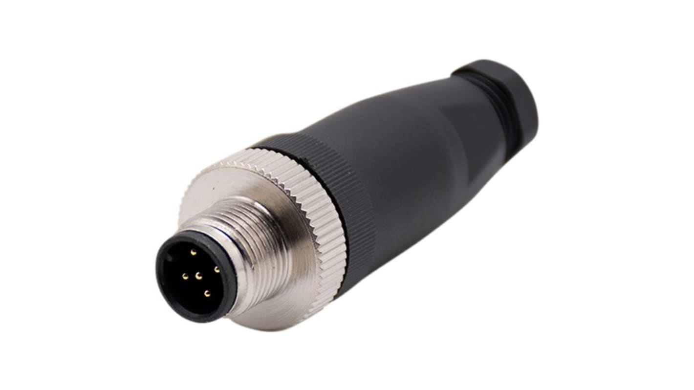 RND Connector, 5 Contacts, Cable Mount, M12 Connector, Plug, Male, IP67, RND 205 Series