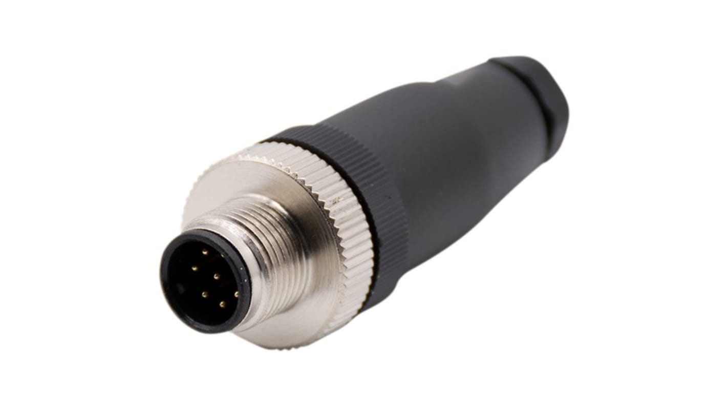 RND Connector, 8 Contacts, Cable Mount, M12 Connector, Plug, Male, IP67, RND 205 Series