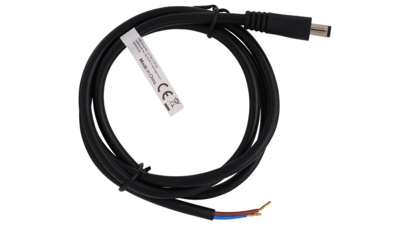 RND Straight DC Plug Plug to Bare End Cable, 2m