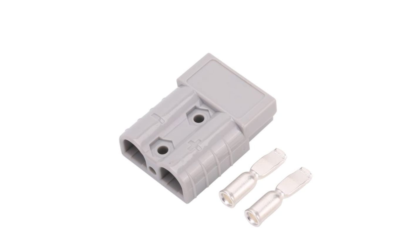 RND, RND Battery Connector Rated At 50A, 600 V, Cable Mount, length 48.2mm, Silver