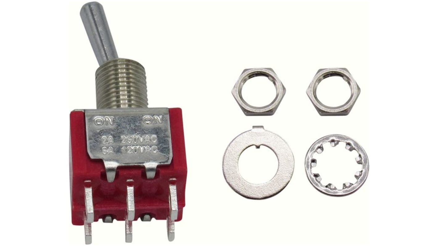 RND Toggle Switch, Panel Mount, On-On, 2CO, Solder Lug Terminal, 28 V dc, 125 V dc, 250 V dc