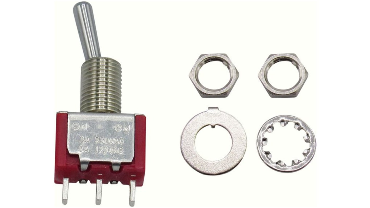 RND Toggle Switch, Panel Mount, On-On, 1CO, Solder Lug Terminal, 28 V dc, 125 V dc, 250 V dc