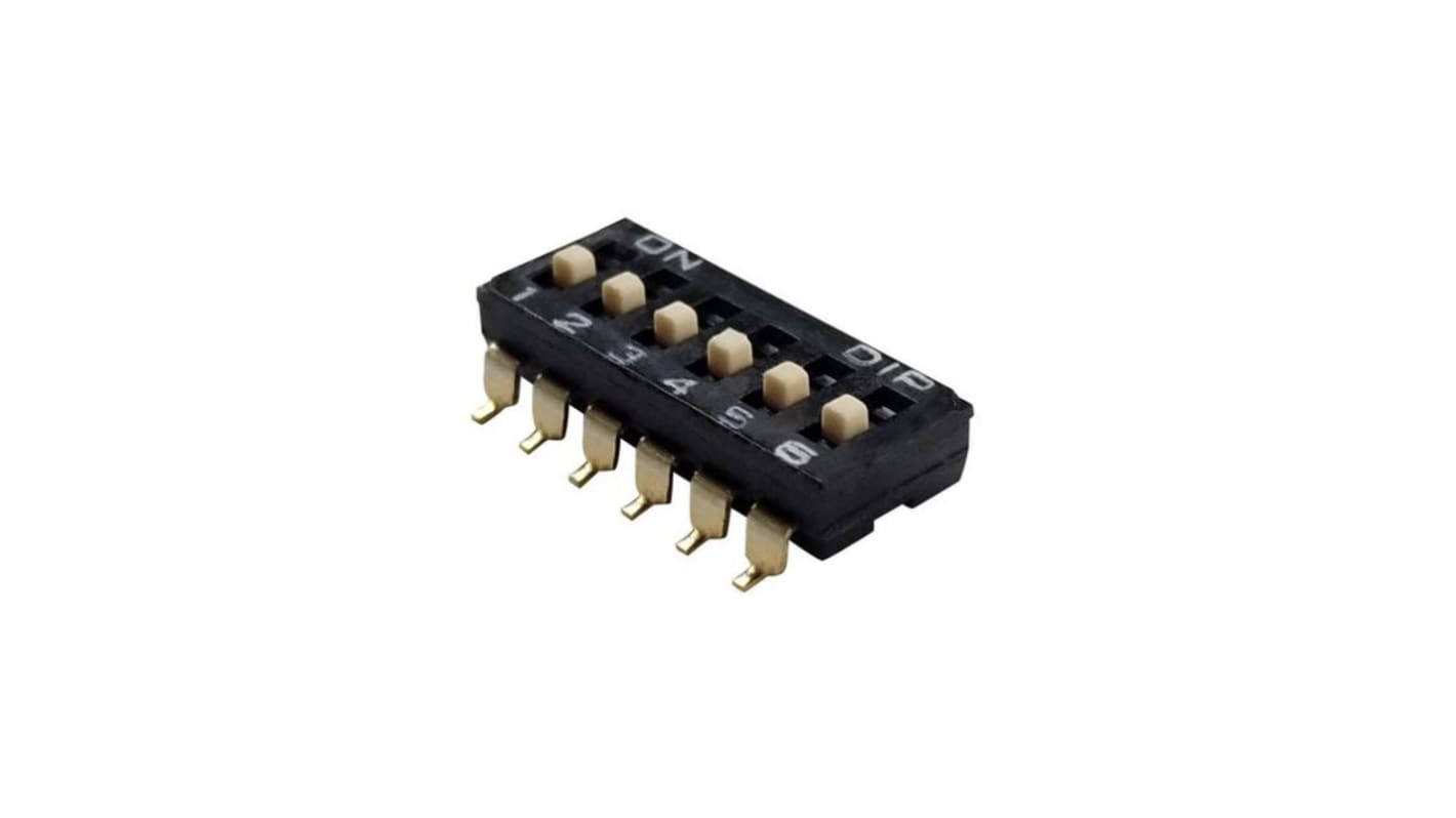 RND 6 Way Surface Mount DIP Switch 6NO, Top Slide Actuator