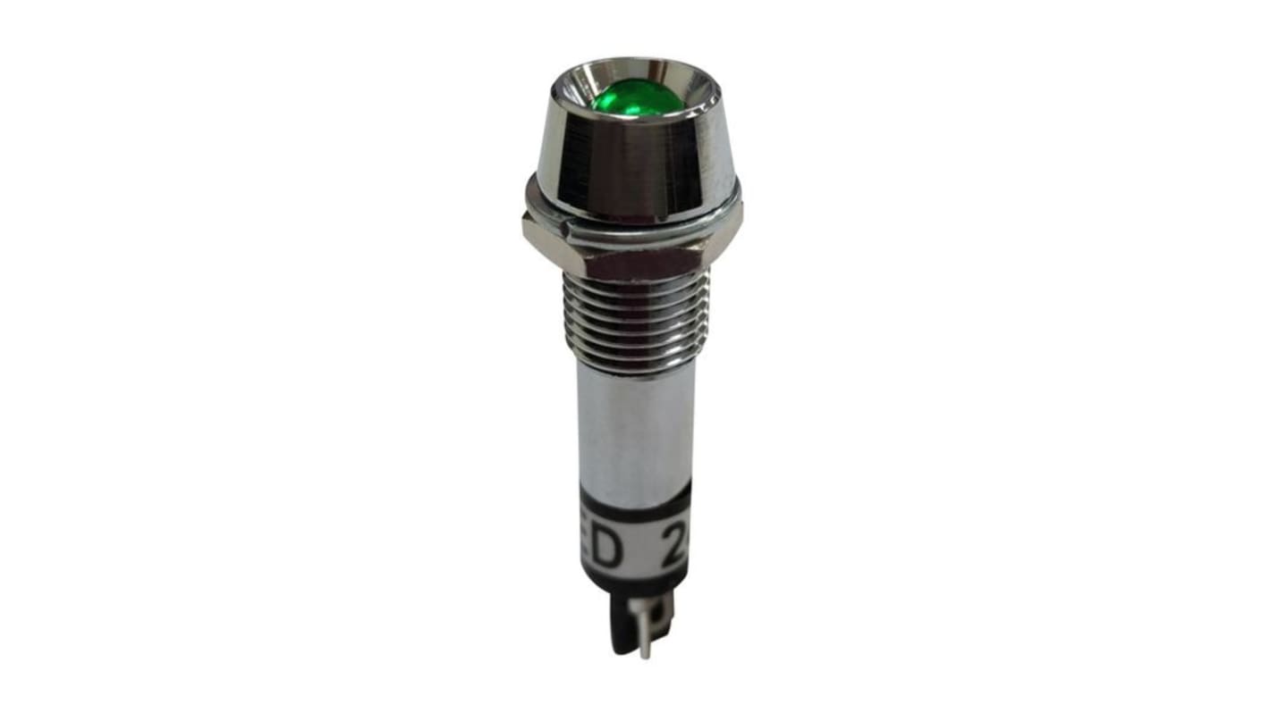 Voyant LED lumineux  Vert RND, dia. 8mm, 24V