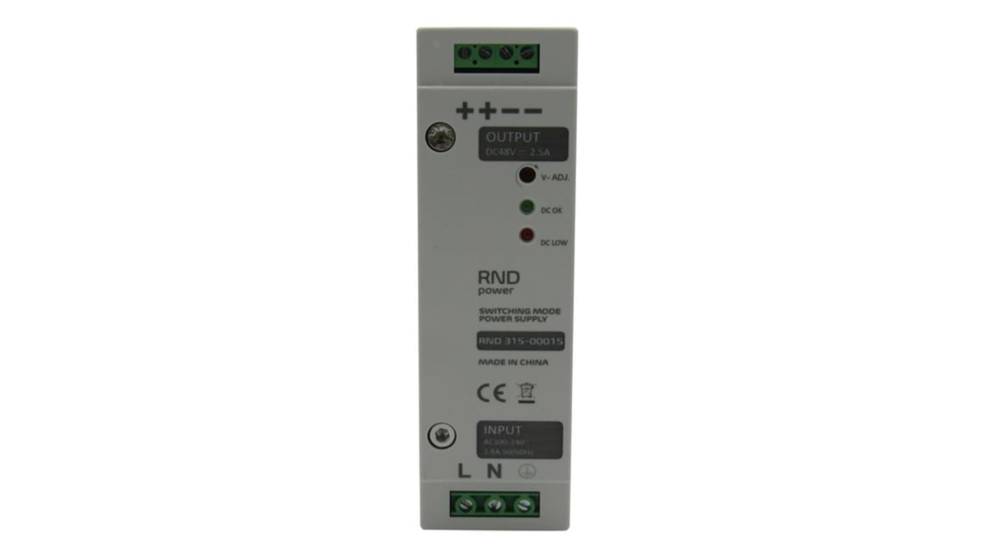 RND RND 315 Getaktet DIN-Schienen Netzteil 120W, 100 → 240V ac, 48V dc / 2.5A