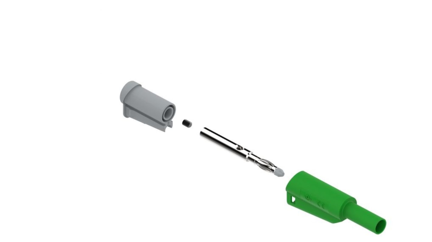 4 mm safety plug, screw, Green