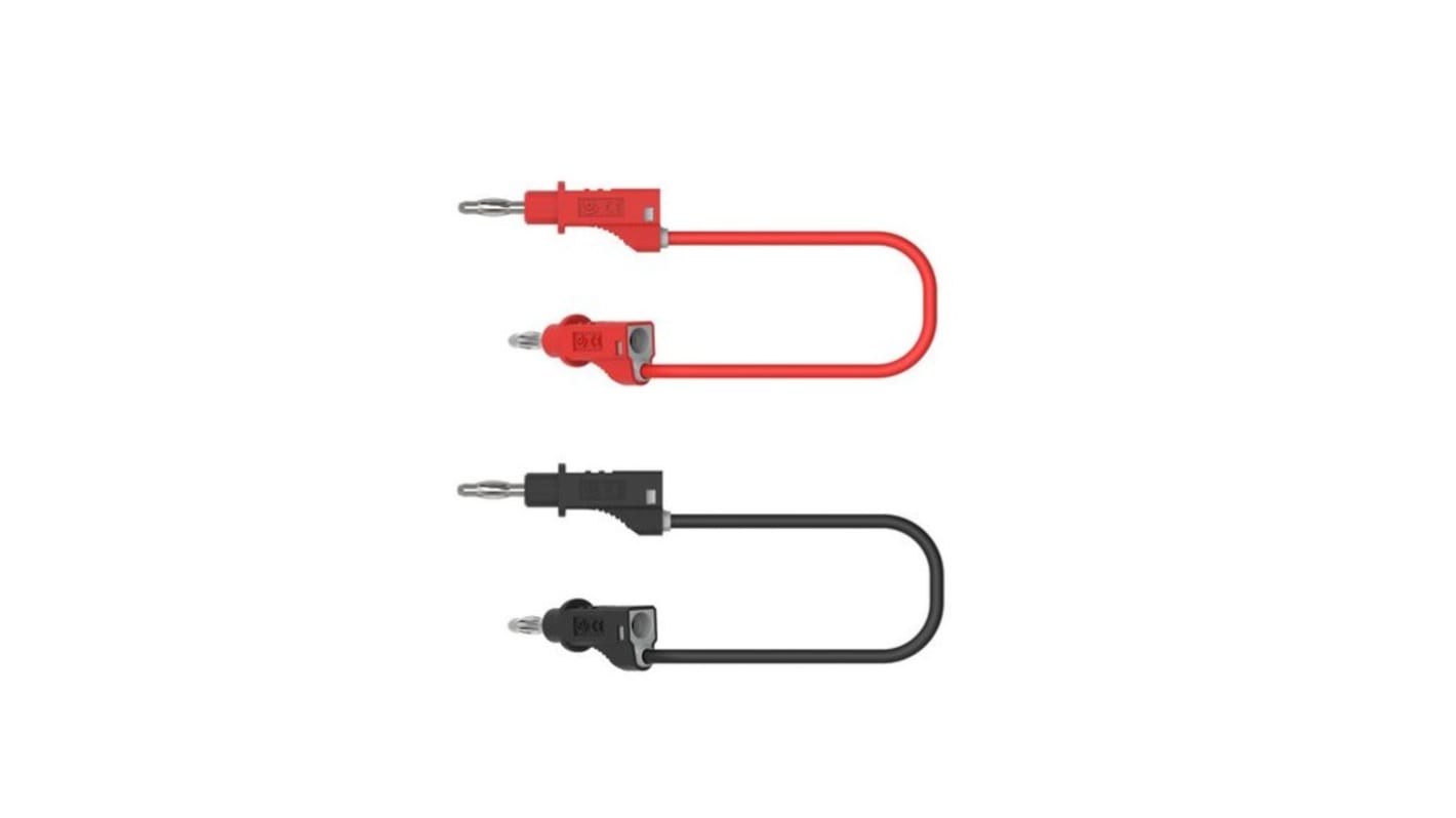 4 mm banana plug test leads, black & red