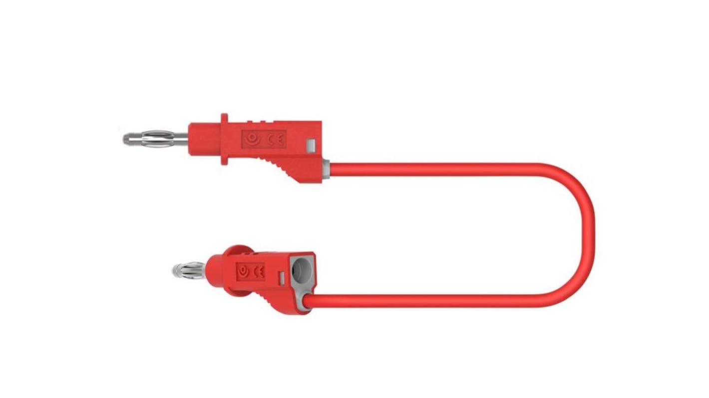 4 mm banana test leads, 250mm, red