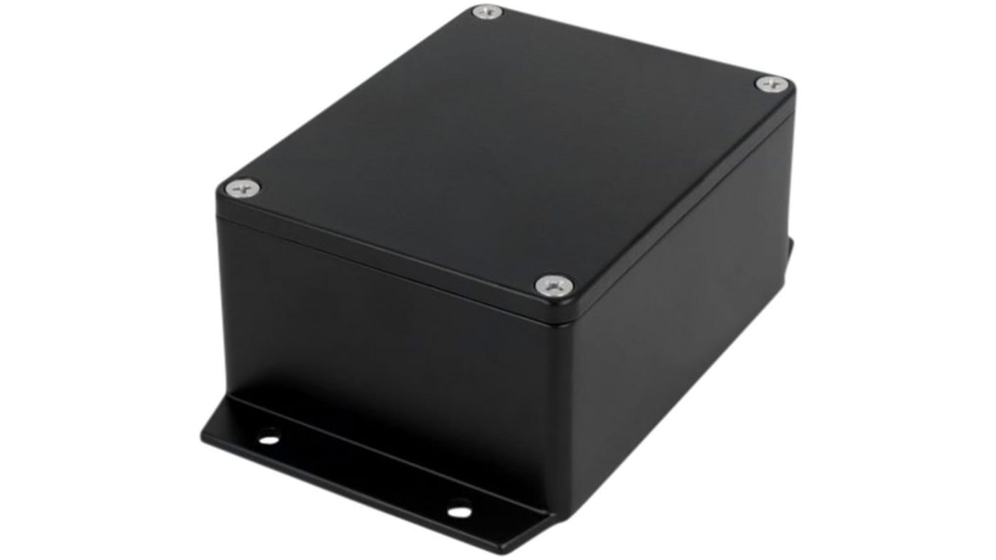 RND RND 455 Series Black Aluminium Alloy Enclosure, IP65, Flanged, Black Lid, 115 x 65 x 55mm