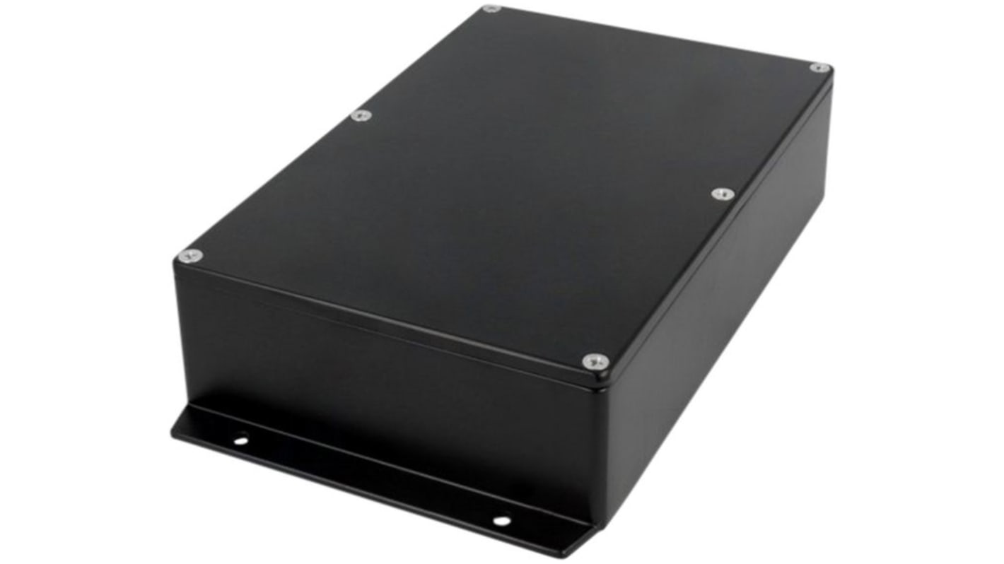 RND RND 455 Series Black Aluminium Alloy Enclosure, IP65, Flanged, Black Lid, 171 x 121 x 55mm