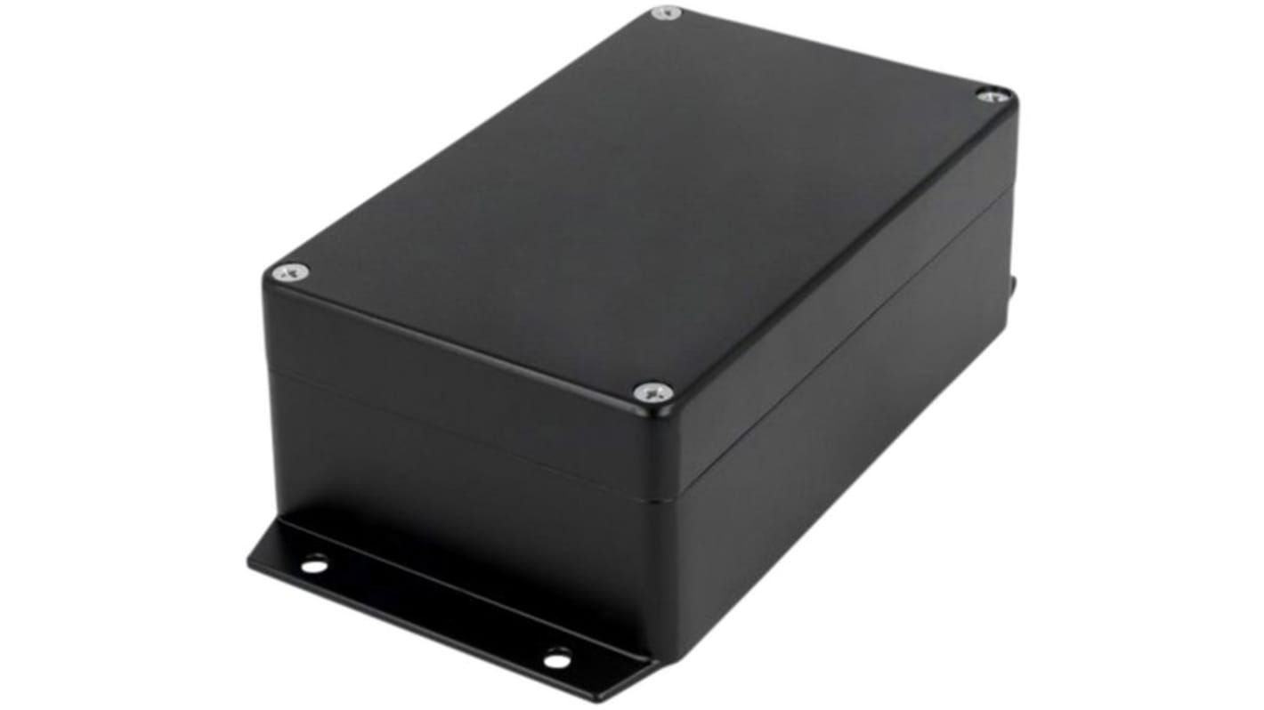 RND RND 455 Series Black Aluminium Alloy Enclosure, IP65, Flanged, Black Lid, 160 x 100 x 60mm