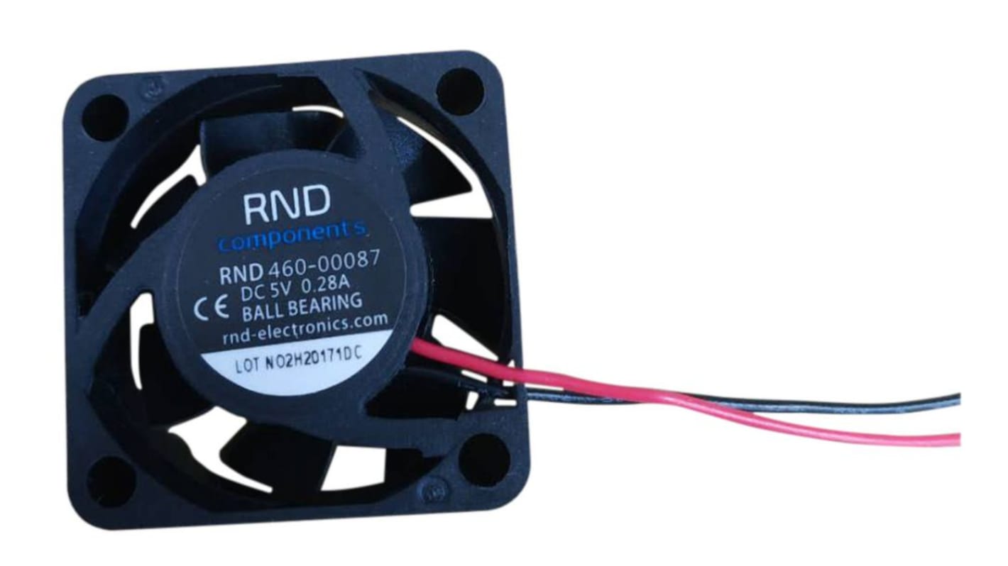 RND Axial Fan, 5 V dc, dc Operation, 4.48cfm, 500mW, 10mA Max, 30 x 30 x 10mm