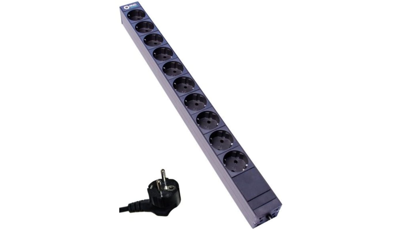 CEE 10 Gang Extension socket, 3m Cable, 16A, 230 V