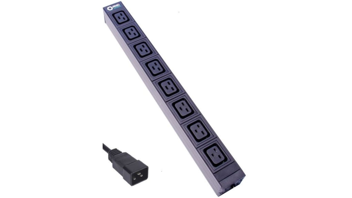 C19 (IEC 60320 Standard) 8 Gang Extension socket, 3m Cable, 16A, 230 V