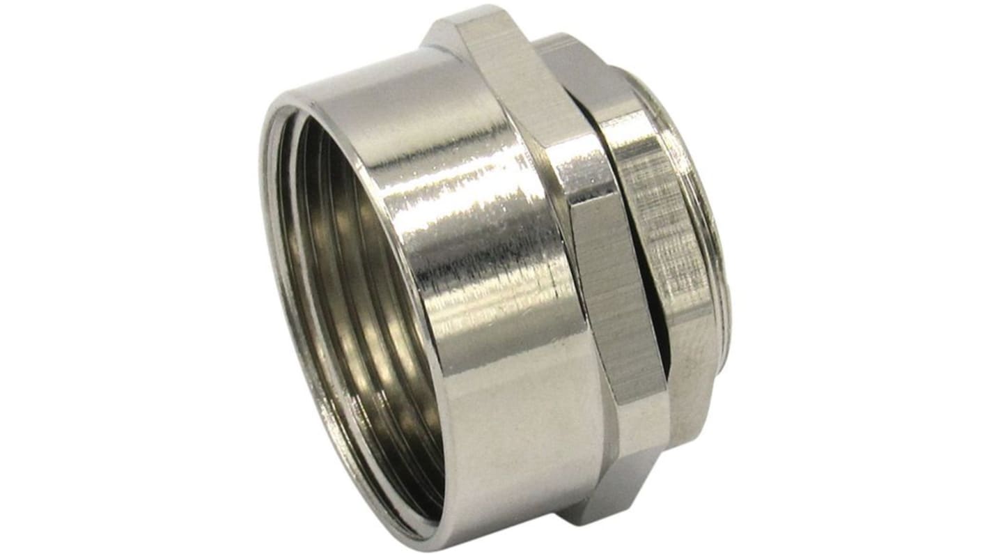 RND Cable Gland Adaptor, M16 Exterior Thread, M12 Interior Thread, Nickel Plated Brass, RND 465 Series