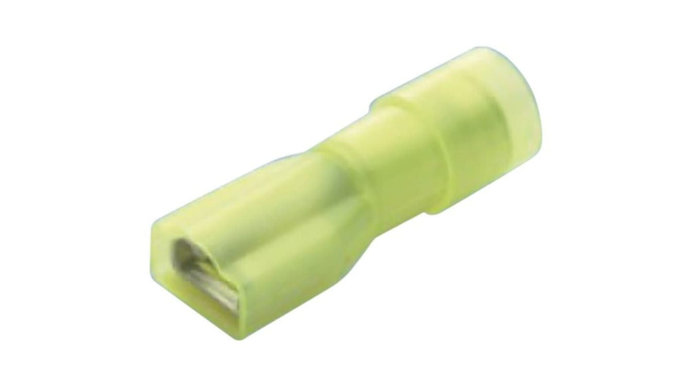 RND RND 465 Yellow Insulated Female Spade Connector, Blade receptacle, 6.3 x 0.8mm Tab Size