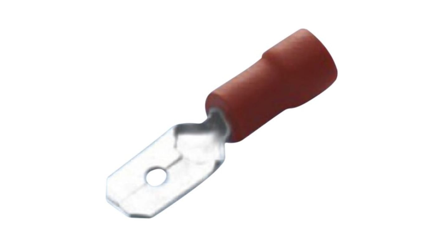 RND, RND 465 Insulated Crimp Blade Terminal 22mm Blade Length, 22AWG to 16AWG, Red