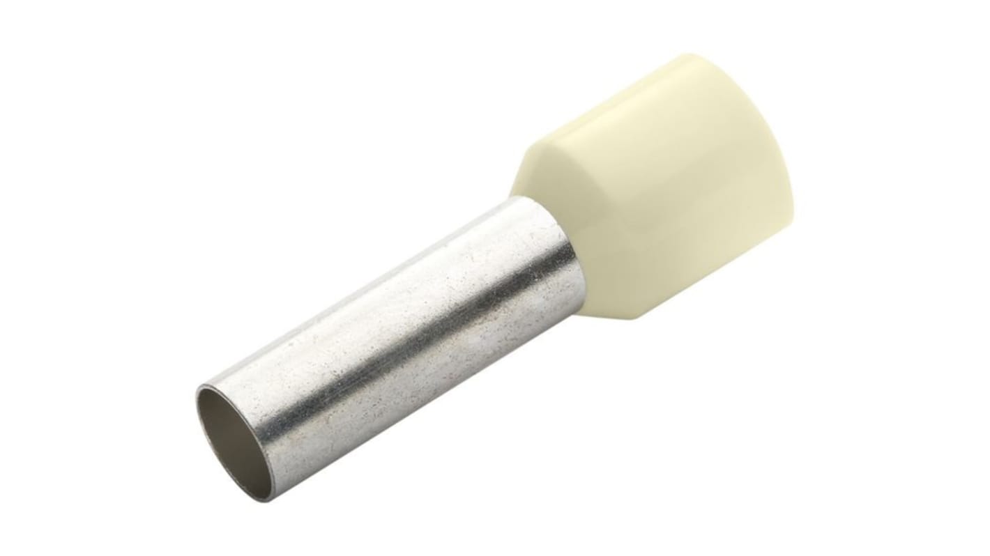 RND, RND 465 Insulated Bootlace Ferrule, 22mm Pin Length, 4.5mm Pin Diameter, Ivory